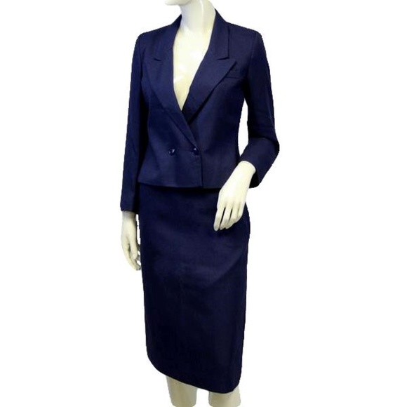 Karen Joyce Royal Purple Knit Power Suit Size 8 - Picture 1 of 5